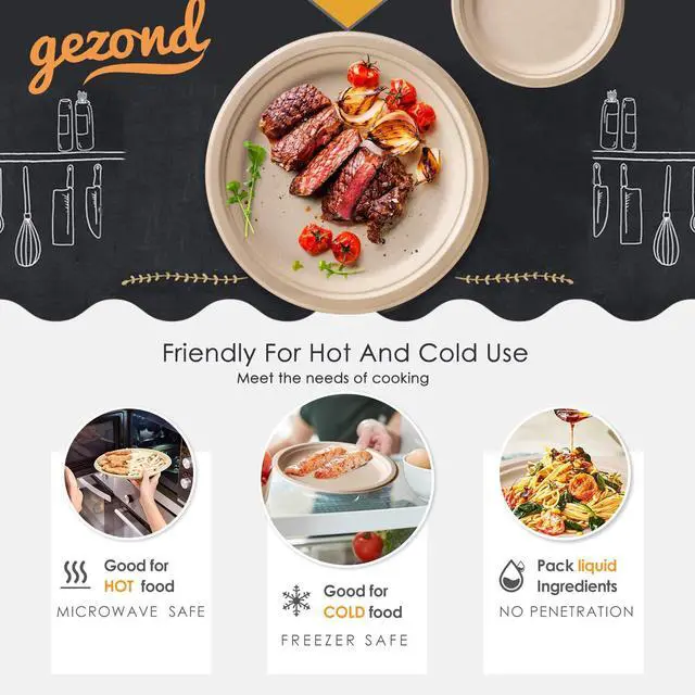 Alt view image 7 of 7 - 250Pcs Disposable Paper Plates Set, Compostable Plate Sugarcane Utensils Eco Friendly Dinnerware Kit Includes 50 Biodegradable Plates, Forks, Knives and Spoons for Brithday Party Camping