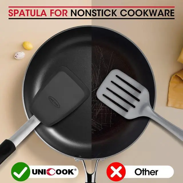 Alt view image 4 of 7 - Pack Flexible Silicone Spatula, Turner, 600F Heat Resistant, Ideal for Flipping Eggs, Burgers, Crepes and More, Black