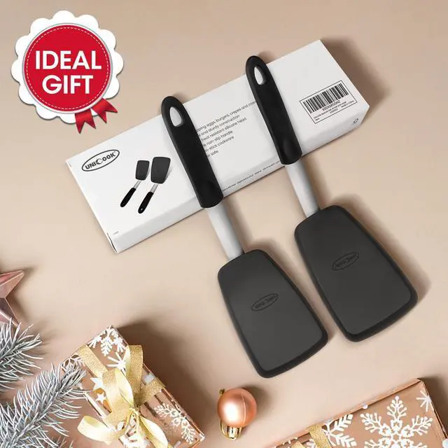Alt view image 7 of 7 - Pack Flexible Silicone Spatula, Turner, 600F Heat Resistant, Ideal for Flipping Eggs, Burgers, Crepes and More, Black