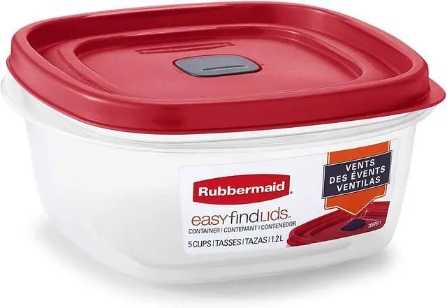 Alt view image 2 of 4 - Easy Find Lid Square 5-Cup Food Storage Container (Pack of 3), Red (Vented)