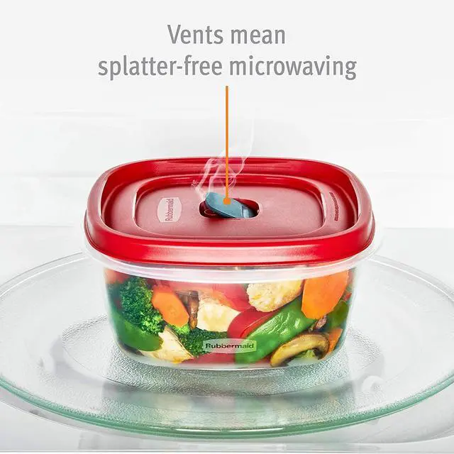 Alt view image 3 of 4 - Easy Find Lid Square 5-Cup Food Storage Container (Pack of 3), Red (Vented)