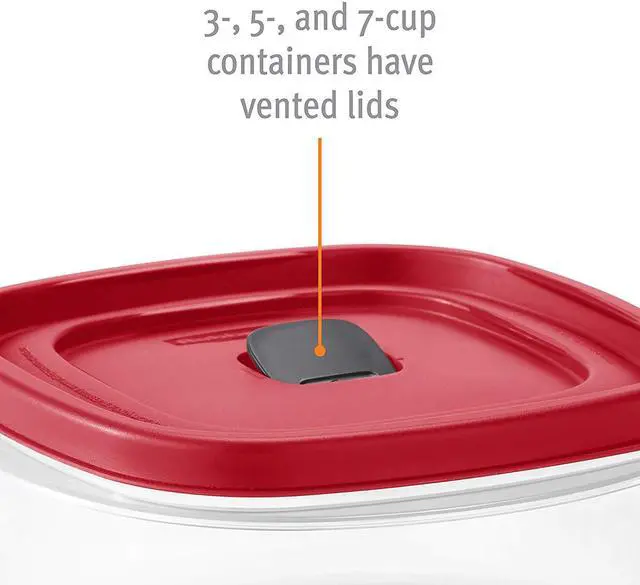 Alt view image 4 of 4 - Easy Find Lid Square 5-Cup Food Storage Container (Pack of 3), Red (Vented)