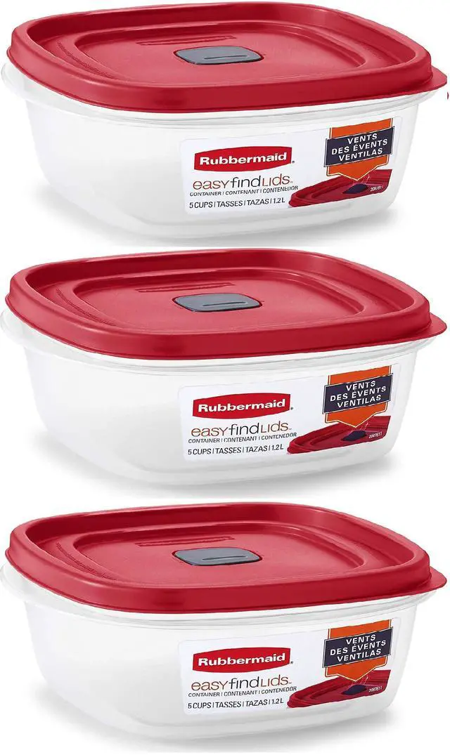 Main image of Easy Find Lid Square 5-Cup Food Storage Container (Pack of 3), Red (Vented)