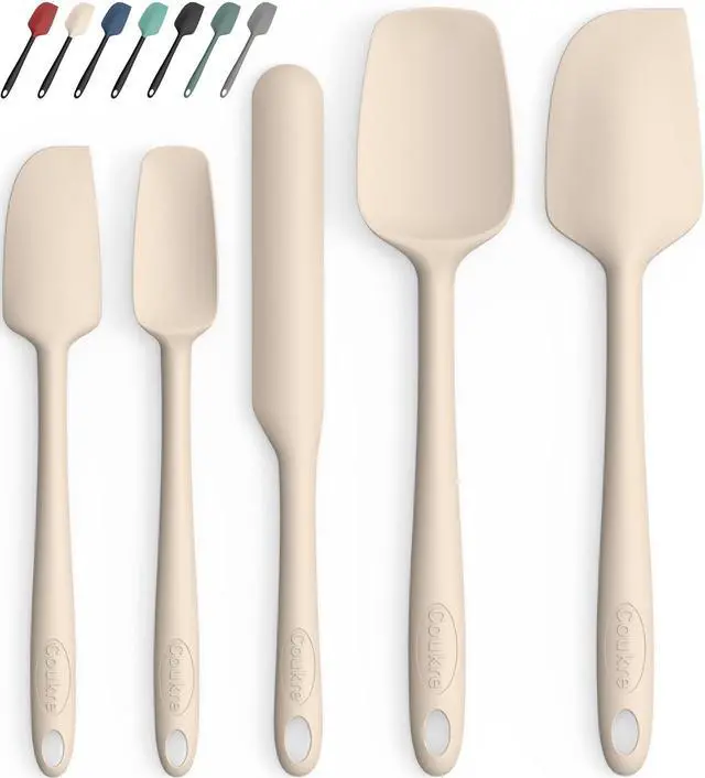 Main image of Silicone Spatula Set of 5,High Temperature Resistant, Food Grade Silicone, Dishwasher Safe, for Baking, Cooking (Pure Beige)