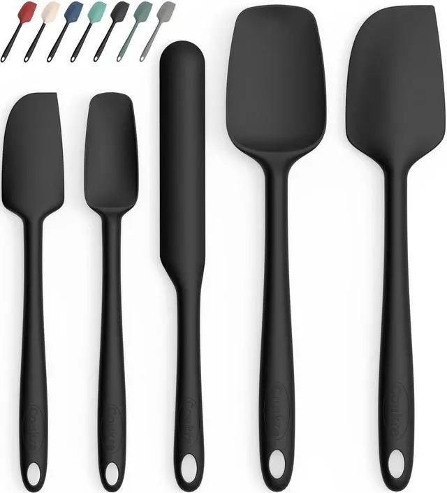 Main image of Silicone Spatula Set of 5,High Temperature Resistant, Food Grade Silicone, Dishwasher Safe, for Baking, Cooking (Pure Black)