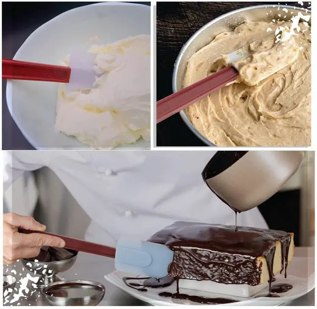 Alt view image 3 of 7 - 3 PCS Commercial Grade Heat Resistant Silicone Spatulas, 9.5-Inch Rubber Spatulas for Baking, Nonstick & BPA-Free