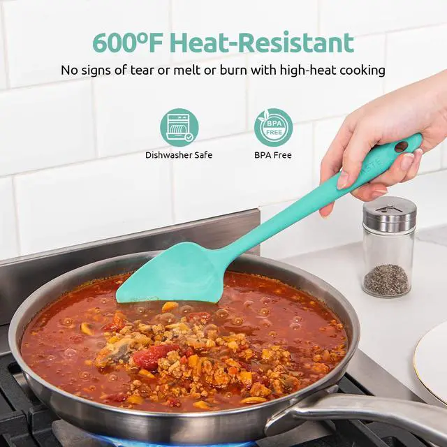 Alt view image 3 of 7 - Silicone Spatula Set with 600 Degrees Fahrenheit Heat Resistant (Teal/Aqua Sky)