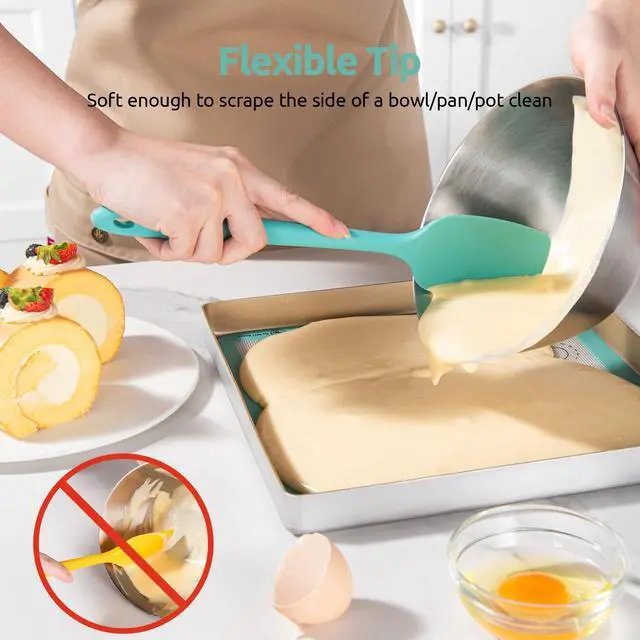 Alt view image 4 of 7 - Silicone Spatula Set with 600 Degrees Fahrenheit Heat Resistant (Teal/Aqua Sky)