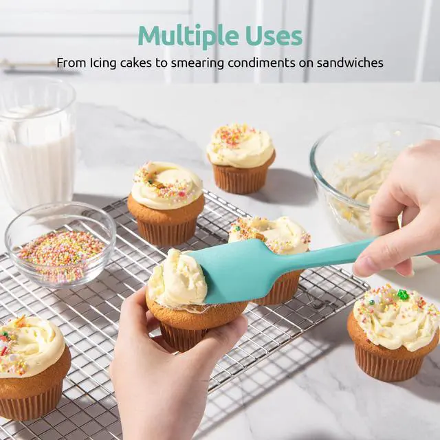 Alt view image 7 of 7 - Silicone Spatula Set with 600 Degrees Fahrenheit Heat Resistant (Teal/Aqua Sky)