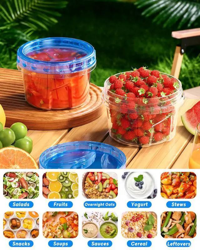 Alt view image 6 of 7 - 6 Pack-17oz Freezer Storage Containers, Plastic Food Storage Containers with Twist Top Lids, BPA Free and Reusable Soup Containers with Lid, Microwave and Dishwasher Safe