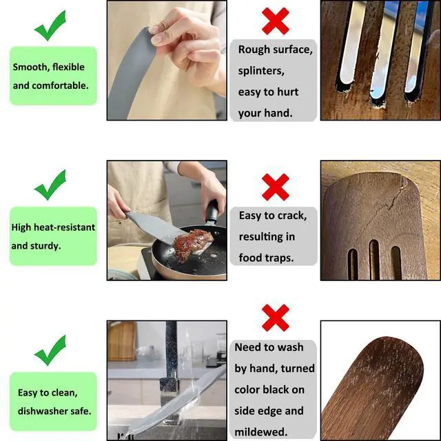 Alt view image 5 of 7 - Silicone Spurtles Set, 7 Piece Nonstick Spurtle Kitchen Utensils, Silicone Spatula, Heat Resistant Spurtle for Salad Stir, Cake Make and Pan-Fried Steak