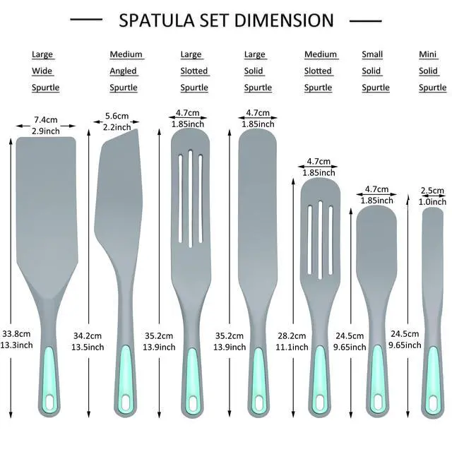 Alt view image 6 of 7 - Silicone Spurtles Set, 7 Piece Nonstick Spurtle Kitchen Utensils, Silicone Spatula, Heat Resistant Spurtle for Salad Stir, Cake Make and Pan-Fried Steak
