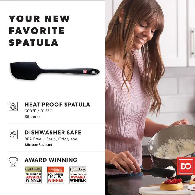Alt view image 2 of 7 - Silicone Spatula - 600°F Heat-Resistant Rubber Kitchen Spatula for Baking, Scraping, & Mixing - BPA Free Nonstick Cookware Safe Flexible Utensil for Cooking - Seamless & Dishwasher Safe (Black)
