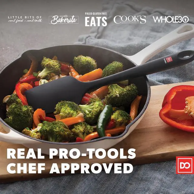 Alt view image 3 of 7 - Silicone Spatula - 600°F Heat-Resistant Rubber Kitchen Spatula for Baking, Scraping, & Mixing - BPA Free Nonstick Cookware Safe Flexible Utensil for Cooking - Seamless & Dishwasher Safe (Black)