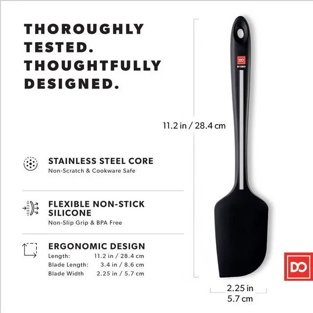 Alt view image 4 of 7 - Silicone Spatula - 600°F Heat-Resistant Rubber Kitchen Spatula for Baking, Scraping, & Mixing - BPA Free Nonstick Cookware Safe Flexible Utensil for Cooking - Seamless & Dishwasher Safe (Black)