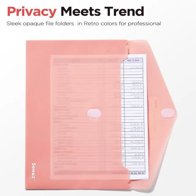 Alt view image 3 of 6 - 10Pack Plastic Envelopes, Plastic File Folder, Folders for Documents Retro Colors, Super Heavyweight Document Holder, Storage Pouches, File Envelopes for School Office Supplies
