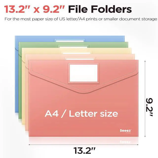 Alt view image 6 of 6 - 10Pack Plastic Envelopes, Plastic File Folder, Folders for Documents Retro Colors, Super Heavyweight Document Holder, Storage Pouches, File Envelopes for School Office Supplies