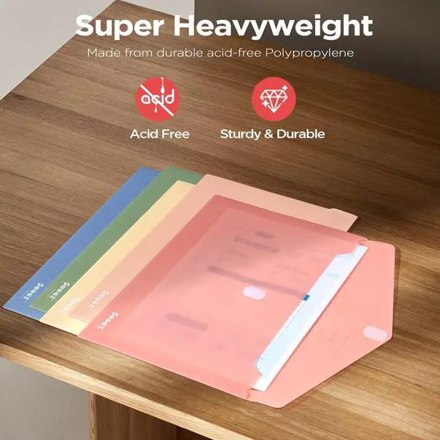 Alt view image 5 of 6 - 10Pack Plastic Envelopes, Plastic File Folder, Folders for Documents Retro Colors, Super Heavyweight Document Holder, Storage Pouches, File Envelopes for School Office Supplies