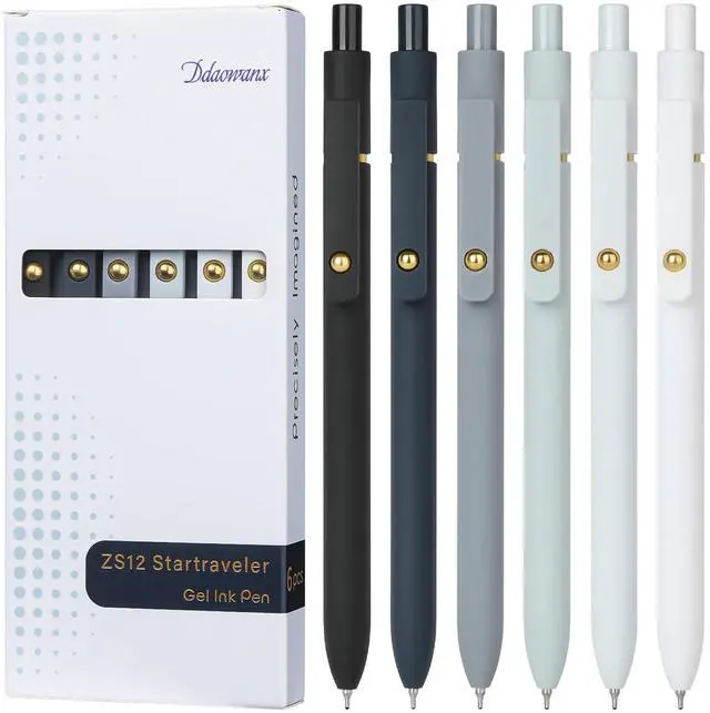 Main image of Gel Pens, 0.7mm Quick Dry Black Ink,Fine Point Smooth Writing Pens,Office School Supplies,Gifts for Women Man(6Pcs Black White Gray, Black)