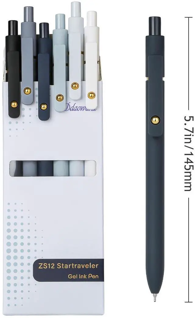 Alt view image 2 of 7 - Gel Pens, 0.7mm Quick Dry Black Ink,Fine Point Smooth Writing Pens,Office School Supplies,Gifts for Women Man(6Pcs Black White Gray, Black)
