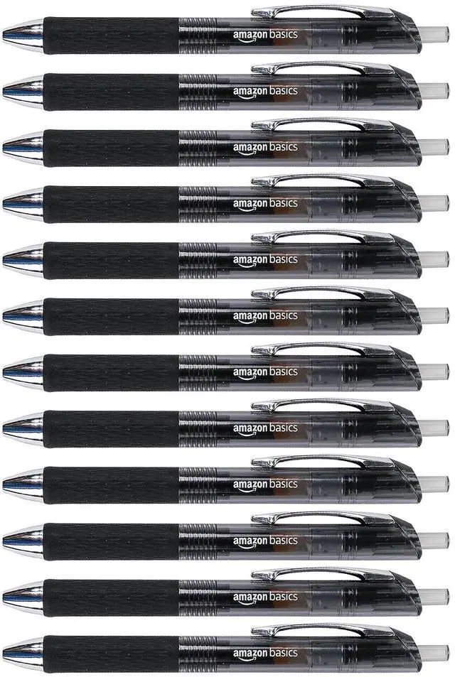 Main image of Retractable Gel Pens, Fine Point 0.7mm, Smooth Writing, Black, No Smudge, School and Office Supplies, 12-Pack