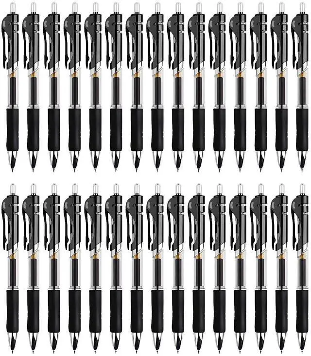 Main image of 30pcs Black Gel Ink Pens for Writing, 0.5 mm Pens Fine Point Smooth Writing Pens for Journaling, Bulk Retractable Rollerball Pens for School Office.
