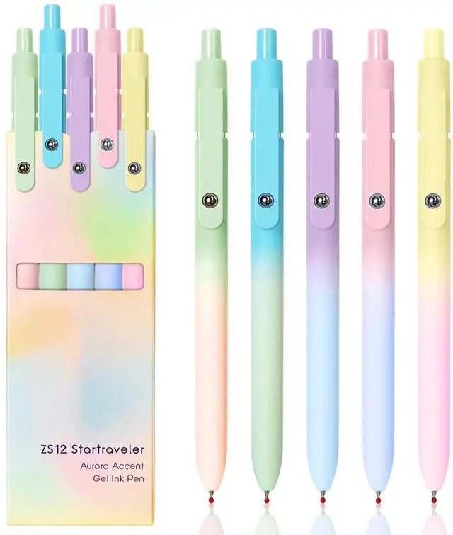 Main image of Gel Pens, 5 Pcs Medium Point Smooth Writing Pens Cute Pens for Women, High-End Series 0.7mm Black Ink Pens for Journaling Note Taking, School Office Supplies (5 Pcs Gradient Morandi)