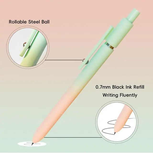 Alt view image 3 of 7 - Gel Pens, 5 Pcs Medium Point Smooth Writing Pens Cute Pens for Women, High-End Series 0.7mm Black Ink Pens for Journaling Note Taking, School Office Supplies (5 Pcs Gradient Morandi)
