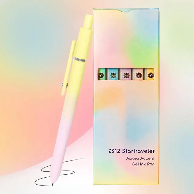 Alt view image 7 of 7 - Gel Pens, 5 Pcs Medium Point Smooth Writing Pens Cute Pens for Women, High-End Series 0.7mm Black Ink Pens for Journaling Note Taking, School Office Supplies (5 Pcs Gradient Morandi)