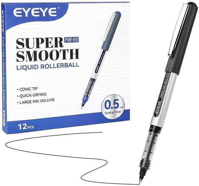 Main image of 0.5mm Black Pens 12 Pack, Extra Fine Point Rollerball Pen Quick Dry, Liquid Ink Pens Fine Point Smooth Writing Pen for Journaling, Note Taking, Office, School Supplies