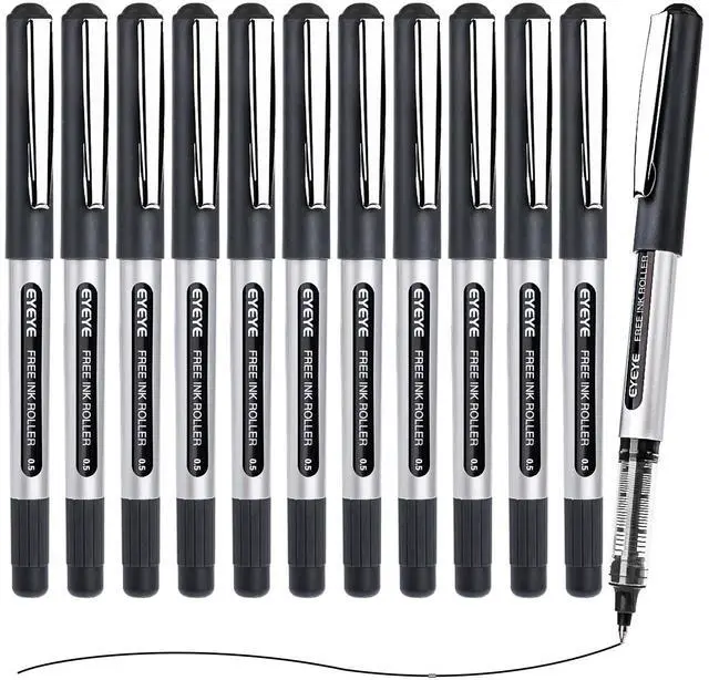 Alt view image 2 of 7 - 0.5mm Black Pens 12 Pack, Extra Fine Point Rollerball Pen Quick Dry, Liquid Ink Pens Fine Point Smooth Writing Pen for Journaling, Note Taking, Office, School Supplies