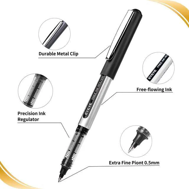 Alt view image 4 of 7 - 0.5mm Black Pens 12 Pack, Extra Fine Point Rollerball Pen Quick Dry, Liquid Ink Pens Fine Point Smooth Writing Pen for Journaling, Note Taking, Office, School Supplies