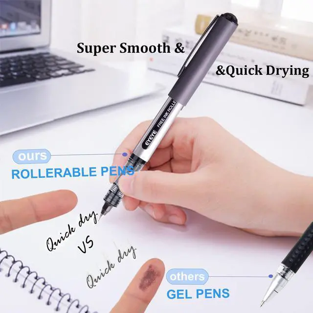 Alt view image 7 of 7 - 0.5mm Black Pens 12 Pack, Extra Fine Point Rollerball Pen Quick Dry, Liquid Ink Pens Fine Point Smooth Writing Pen for Journaling, Note Taking, Office, School Supplies