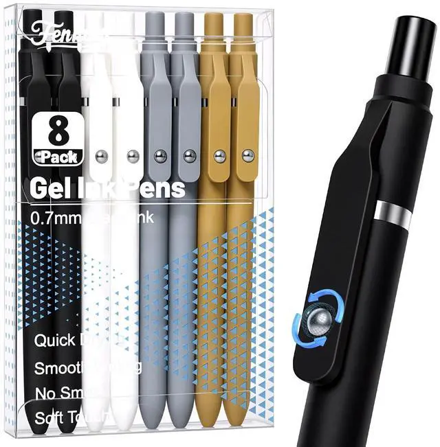 Main image of 8 Pcs Gel Pens - 0.7mm Fine Point Quick-Dry Black Ink, Smooth Writing Pens for Journaling, Note Taking, Office & School Supplies