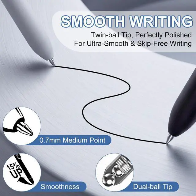 Alt view image 3 of 7 - 8 Pcs Gel Pens - 0.7mm Fine Point Quick-Dry Black Ink, Smooth Writing Pens for Journaling, Note Taking, Office & School Supplies