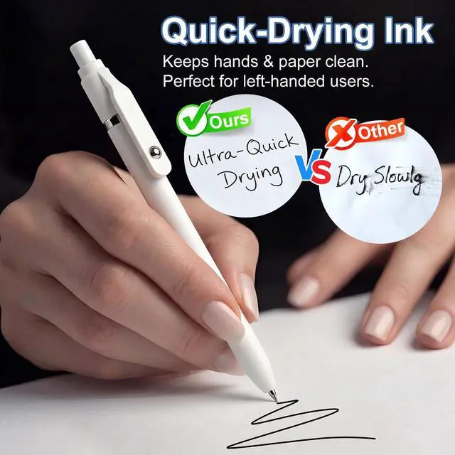 Alt view image 4 of 7 - 8 Pcs Gel Pens - 0.7mm Fine Point Quick-Dry Black Ink, Smooth Writing Pens for Journaling, Note Taking, Office & School Supplies