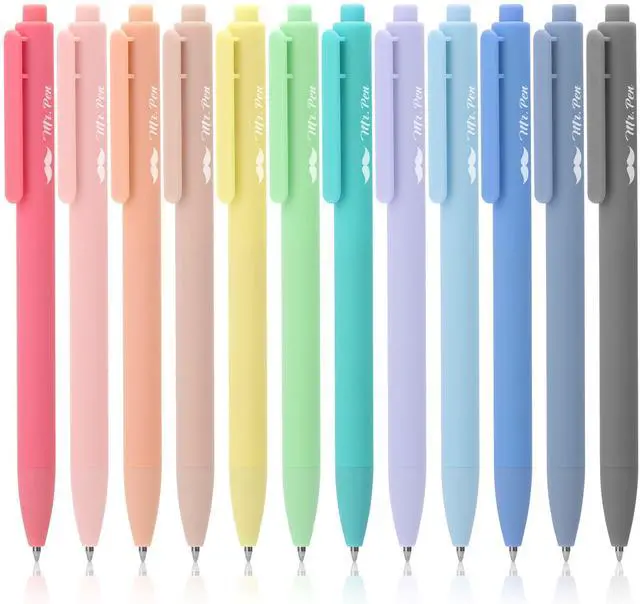 Main image of Retractable Gel Pens, 12 Pack, Colorful Ink, Fine Point 0.7mm