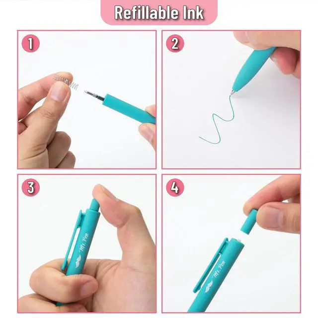 Alt view image 5 of 7 - Retractable Gel Pens, 12 Pack, Colorful Ink, Fine Point 0.7mm