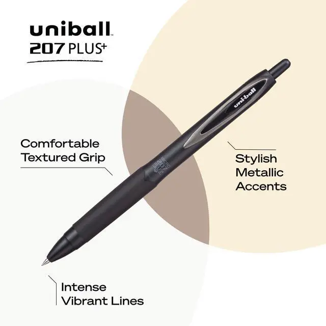 Alt view image 3 of 6 - 207+ Black Retractable Gel Pens 2 Pack with Micro 0.5mm Points, Fraud Proof Office, Nursing, Business, School, Bible Pens