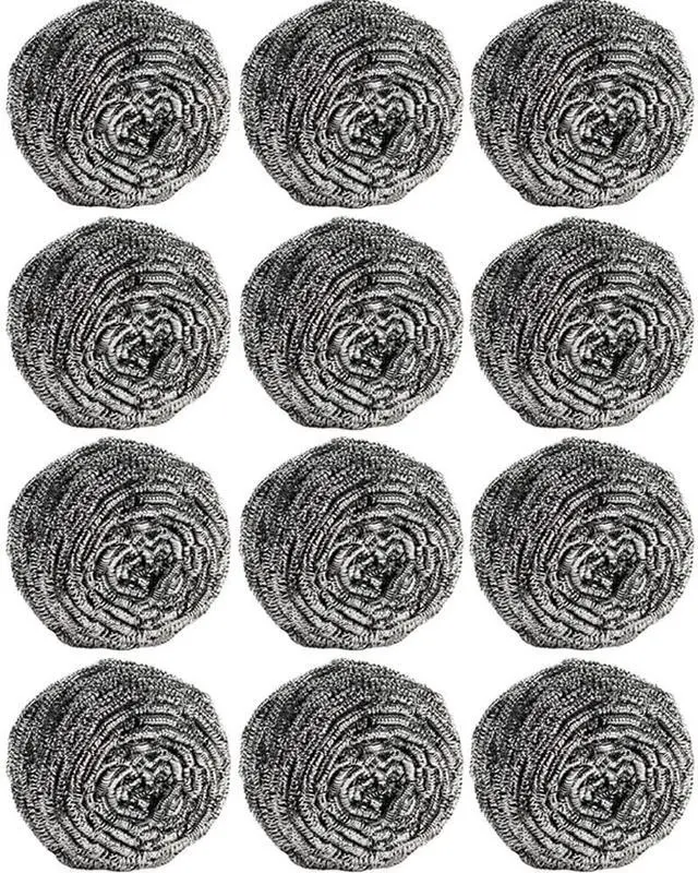 Main image of 12Pcs Steel Wool Scrubber Pads for Cleaning Dishes, Pans, Pots, Ovens, Grills, Sinks - Stainless Steel Scrubbers for Kitchen, 12 Pack