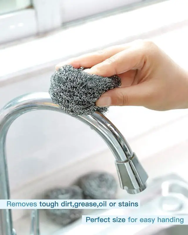 Alt view image 6 of 7 - 12Pcs Steel Wool Scrubber Pads for Cleaning Dishes, Pans, Pots, Ovens, Grills, Sinks - Stainless Steel Scrubbers for Kitchen, 12 Pack