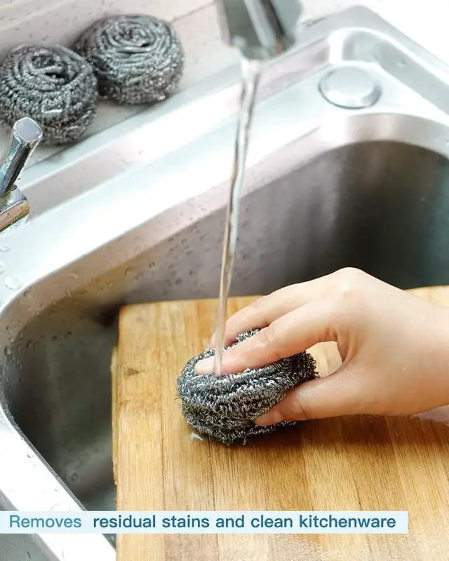 Alt view image 7 of 7 - 12Pcs Steel Wool Scrubber Pads for Cleaning Dishes, Pans, Pots, Ovens, Grills, Sinks - Stainless Steel Scrubbers for Kitchen, 12 Pack