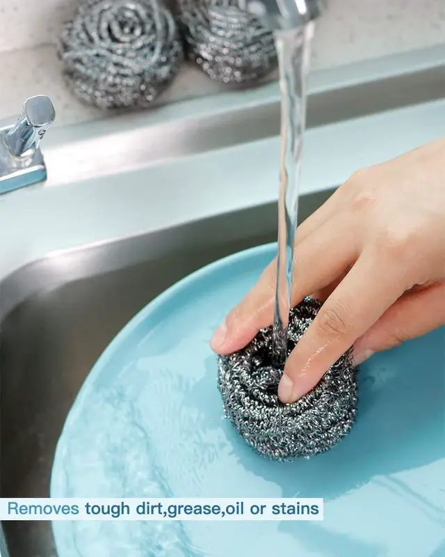 Alt view image 4 of 7 - 12Pcs Steel Wool Scrubber Pads for Cleaning Dishes, Pans, Pots, Ovens, Grills, Sinks - Stainless Steel Scrubbers for Kitchen, 12 Pack