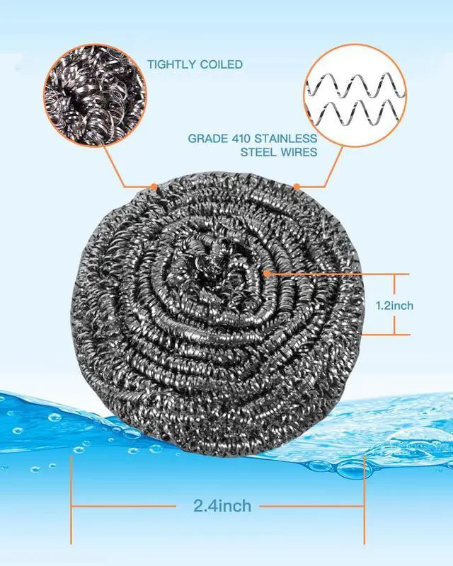 Alt view image 2 of 7 - 12Pcs Steel Wool Scrubber Pads for Cleaning Dishes, Pans, Pots, Ovens, Grills, Sinks - Stainless Steel Scrubbers for Kitchen, 12 Pack