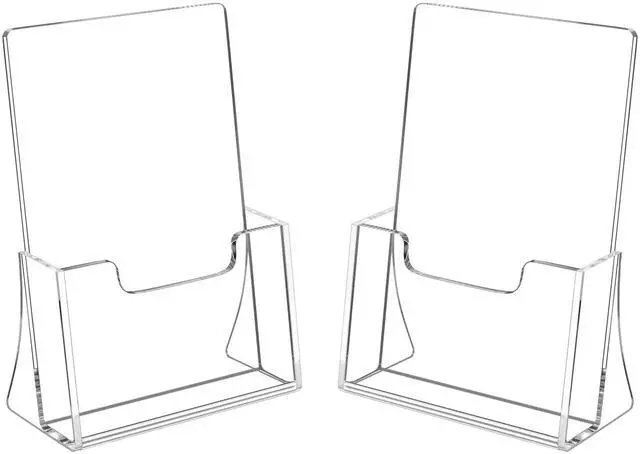 Main image of Brochure Holder 8.5 x 5.5 inches, Acrylic Flyer Holder with 2 Pack, Plastic Stands for Displaying Magazines, Pamphlets, Literature, Brochures, Booklets, Menu