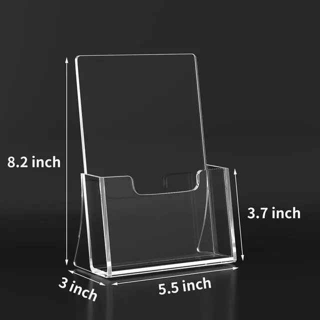 Alt view image 2 of 7 - Brochure Holder 8.5 x 5.5 inches, Acrylic Flyer Holder with 2 Pack, Plastic Stands for Displaying Magazines, Pamphlets, Literature, Brochures, Booklets, Menu