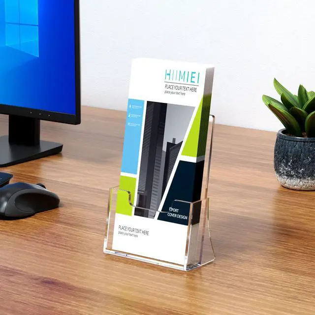 Alt view image 5 of 7 - Brochure Holder 8.5 x 5.5 inches, Acrylic Flyer Holder with 2 Pack, Plastic Stands for Displaying Magazines, Pamphlets, Literature, Brochures, Booklets, Menu