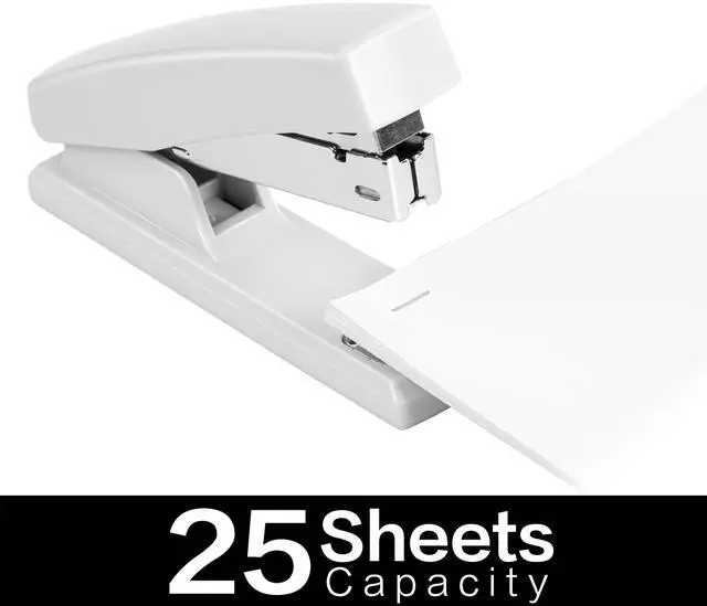 Alt view image 3 of 6 - Stapler, Desktop Staplers with 640 Staples, Office Stapler, 25 Sheet Capacity, White