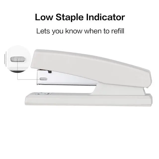 Alt view image 4 of 6 - Stapler, Desktop Staplers with 640 Staples, Office Stapler, 25 Sheet Capacity, White