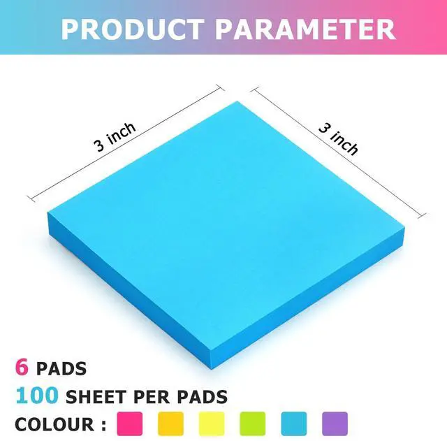 Alt view image 2 of 7 - Sticky Notes 3x3 Pop Up Self-Stick Notes Pads with 6 Bright Colors, Easy to Post for Office, School, Home, 6 Pads/Pack, 100 Sheets/Pad(Pop Up)